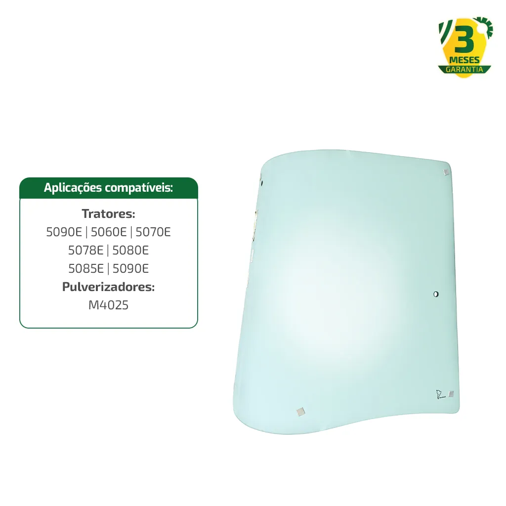Vidro Traseiro da Lateral Direito Aplicável em Tratores e Pulverizador John Deere - SU33102