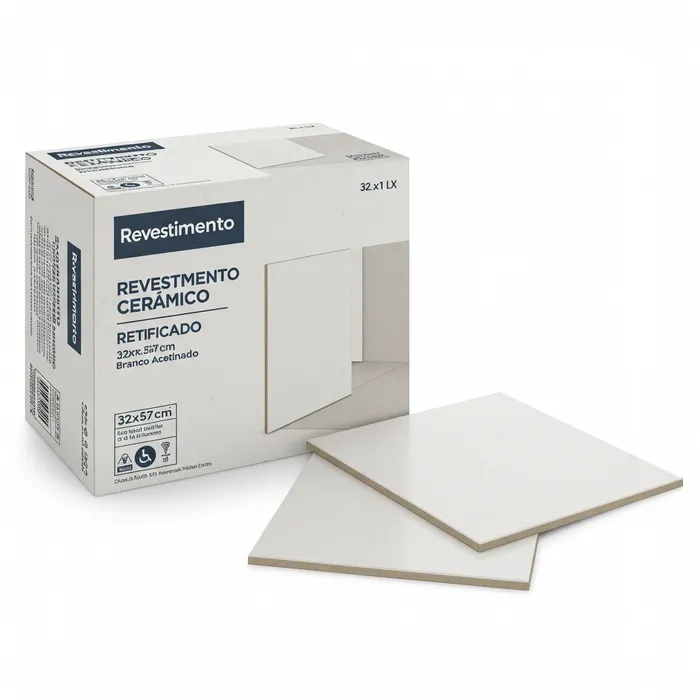 Revestimento Cerâmico Retificado 32x57cm Branco Acetinado – Caixa com 2m²