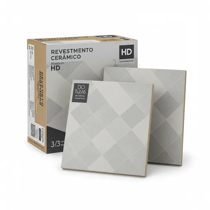 Revestimento Cerâmico Decorado 30x60cm HD Cinza Geométrico – Caixa com 1,8m²