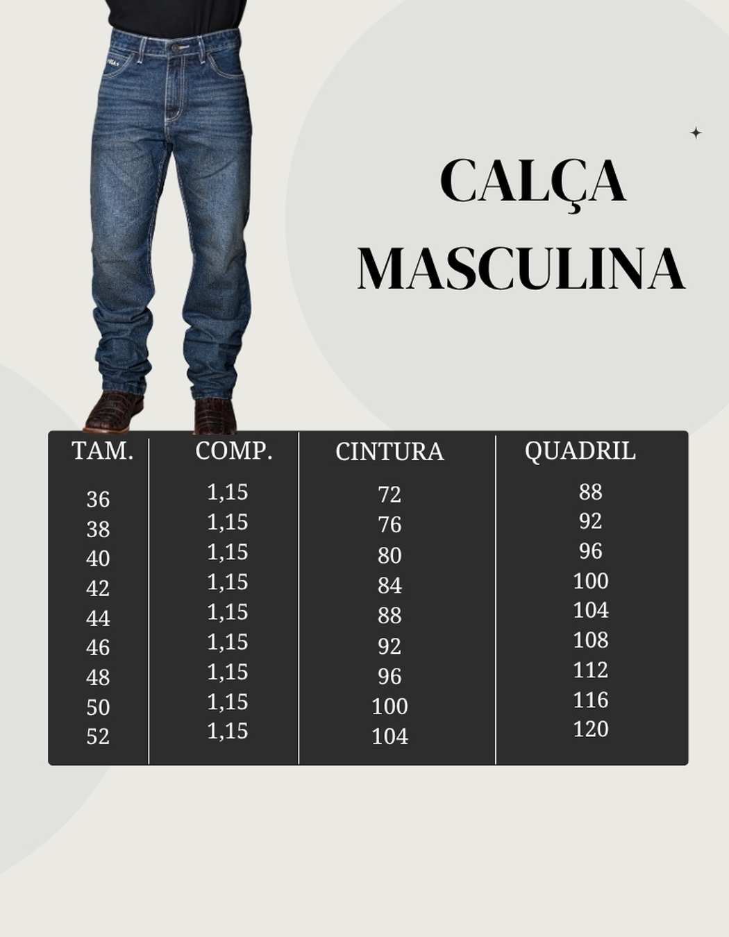 Tabela de Medidas Camisetas