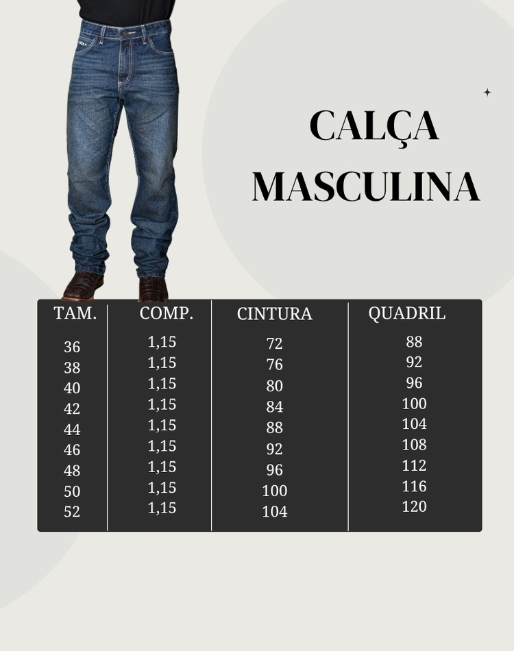 Tabela de Medidas Jeans
