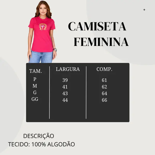 Tabela de medidas camisetas femininas