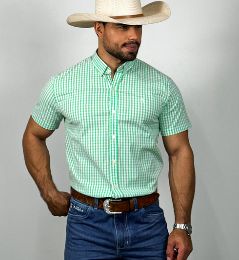 Camisa Xadrez Verde Claro