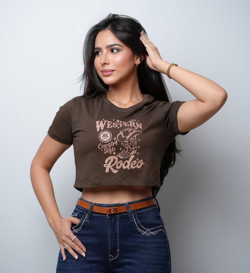 Cropped Feminino NFR – Marrom (Silkado)