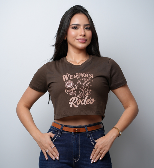 Cropped Feminino NFR – Marrom (Silkado)