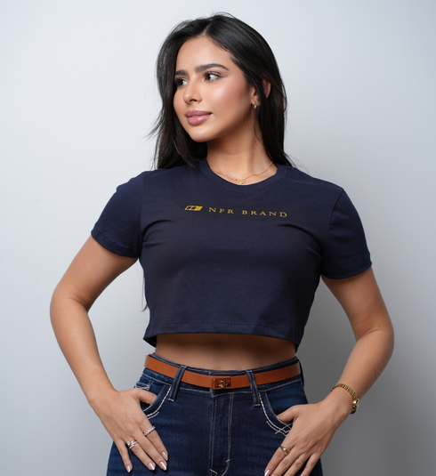Cropped Feminino NFR – Azul marinho (Silkado)