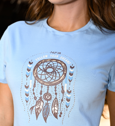 Camiseta Feminina Azul Claro Silkada NFR
