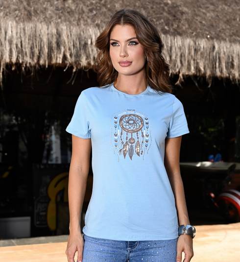 Camiseta Feminina Azul Claro Silkada NFR