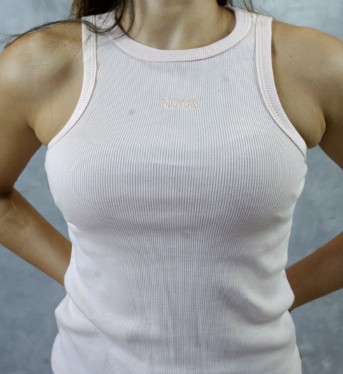 Blusa Regata Feminina Rosa Claro Bordada