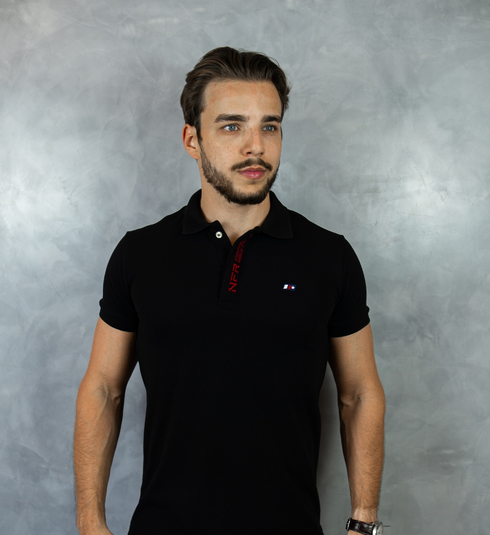 Camiseta Polo Masculina Preta Bordada – Linha Exclusiva NFR