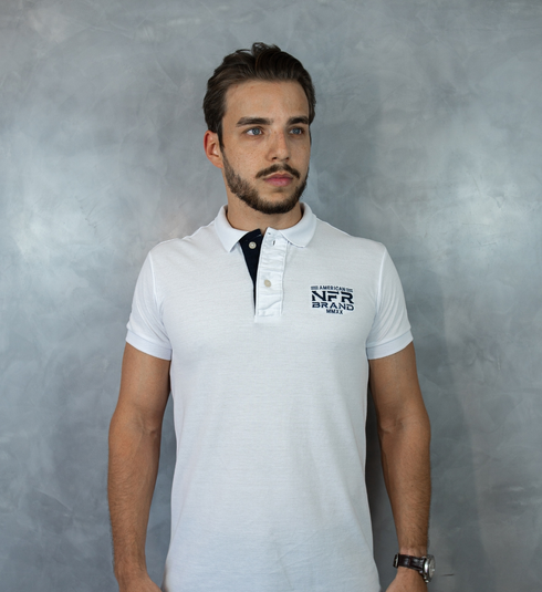 Camiseta Polo Masculina Branca Bordada – Linha Exclusiva NFR