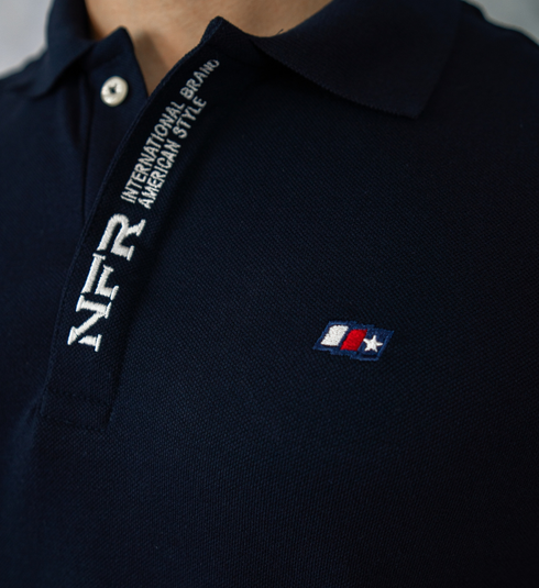 Camiseta Polo Masculina Azul Marinho Bordada – Linha Exclusiva NFR