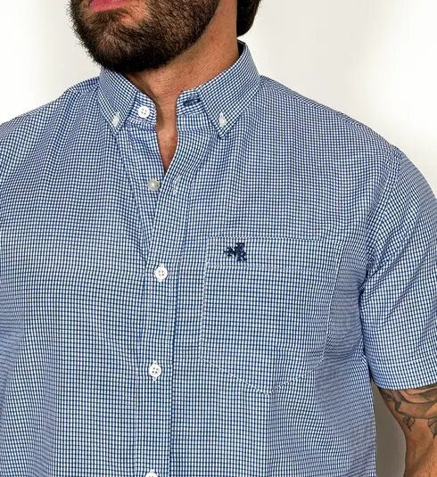 Camisa Manga Curta Comfort Azul Xadrez NFR