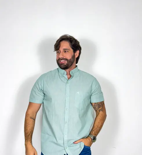 Camisa Manga Curta Comfort Verde Bebê Xadrez NFR