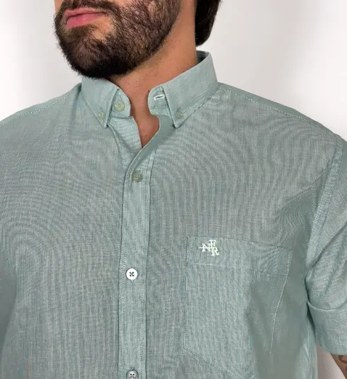 Camisa Manga Curta Comfort Verde Bebê Xadrez NFR