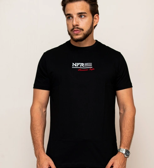 Camiseta Masculina NFR Preta Bordada