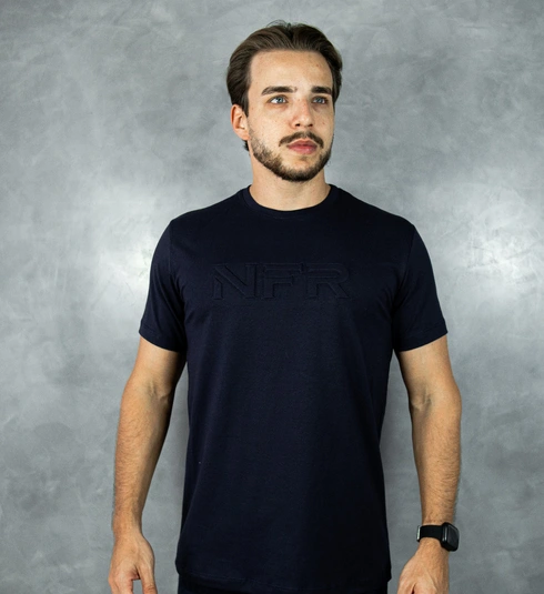 Camiseta Masculina NFR Azul Marinho com Bordado Interno