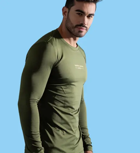 Camiseta Manga Longa UV Verde Militar – Proteção Solar NFR