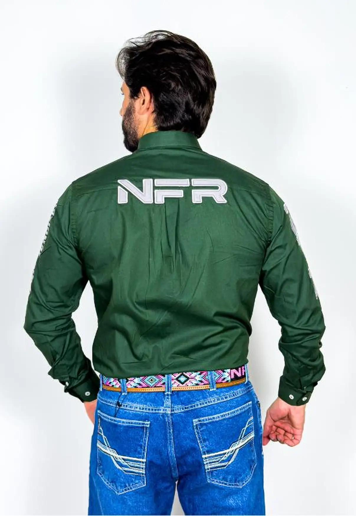 Camisa Bordada NFR Rodeo – Verde