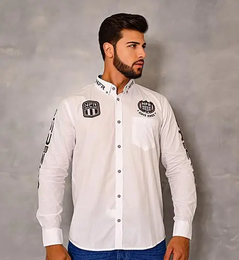 CAMISA MANGA LONGA BORDADA