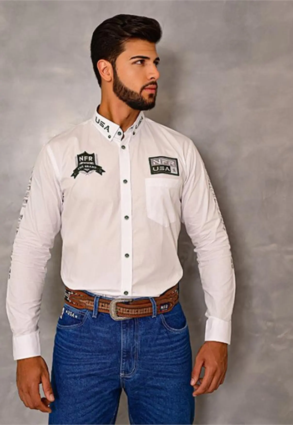 Camisa Masculina NFR USA – Branca