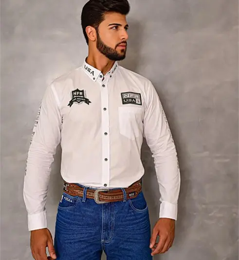 CAMISA MANGA LONGA BORDADA