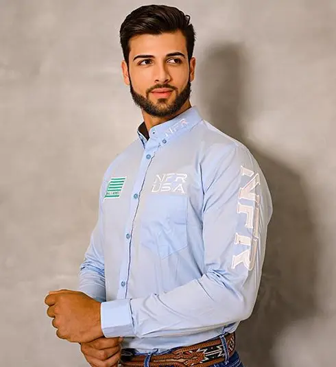 Camisa Masculina NFR Bull – Azul Claro