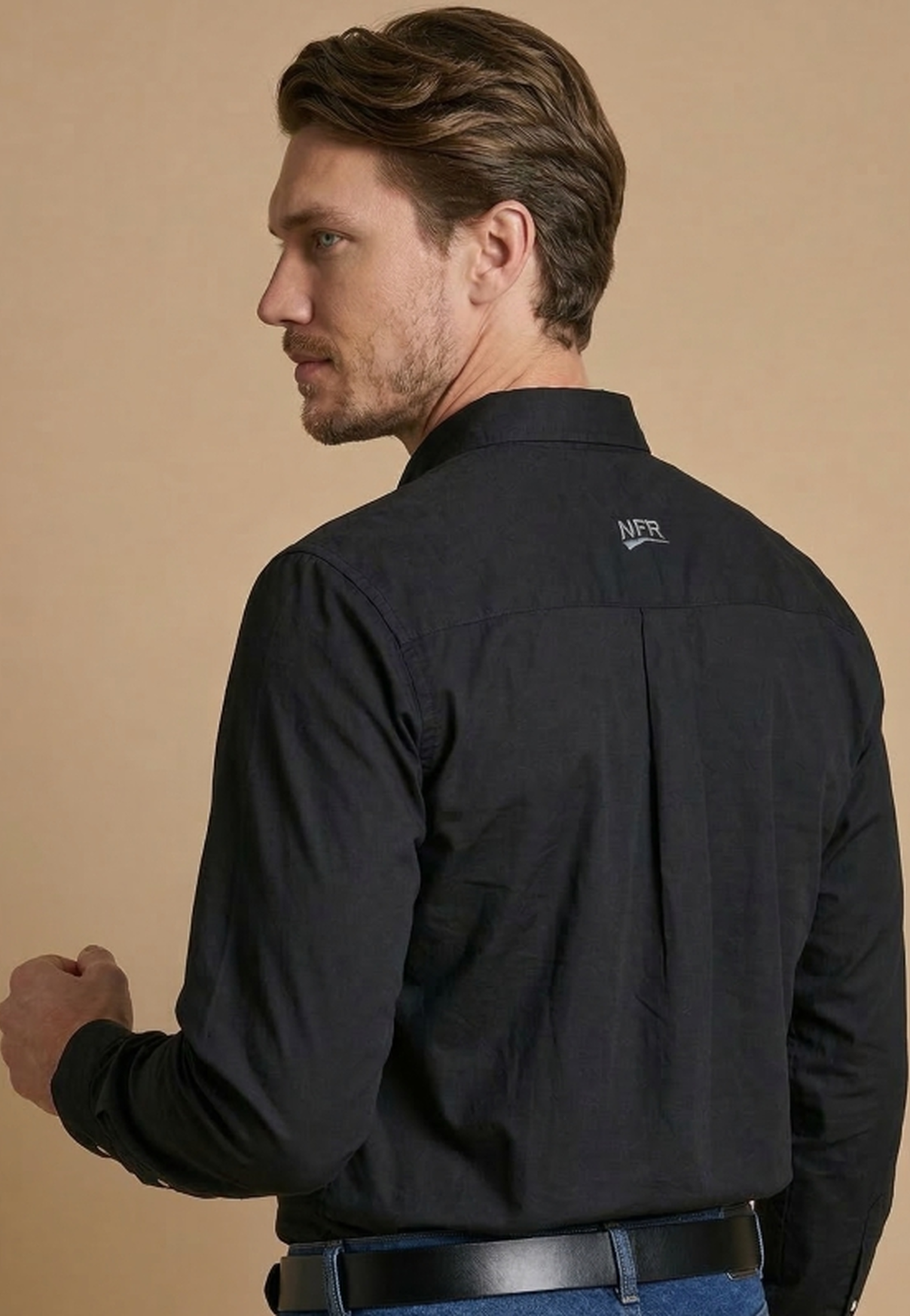 Camisa Masculina NFR Preta Slim