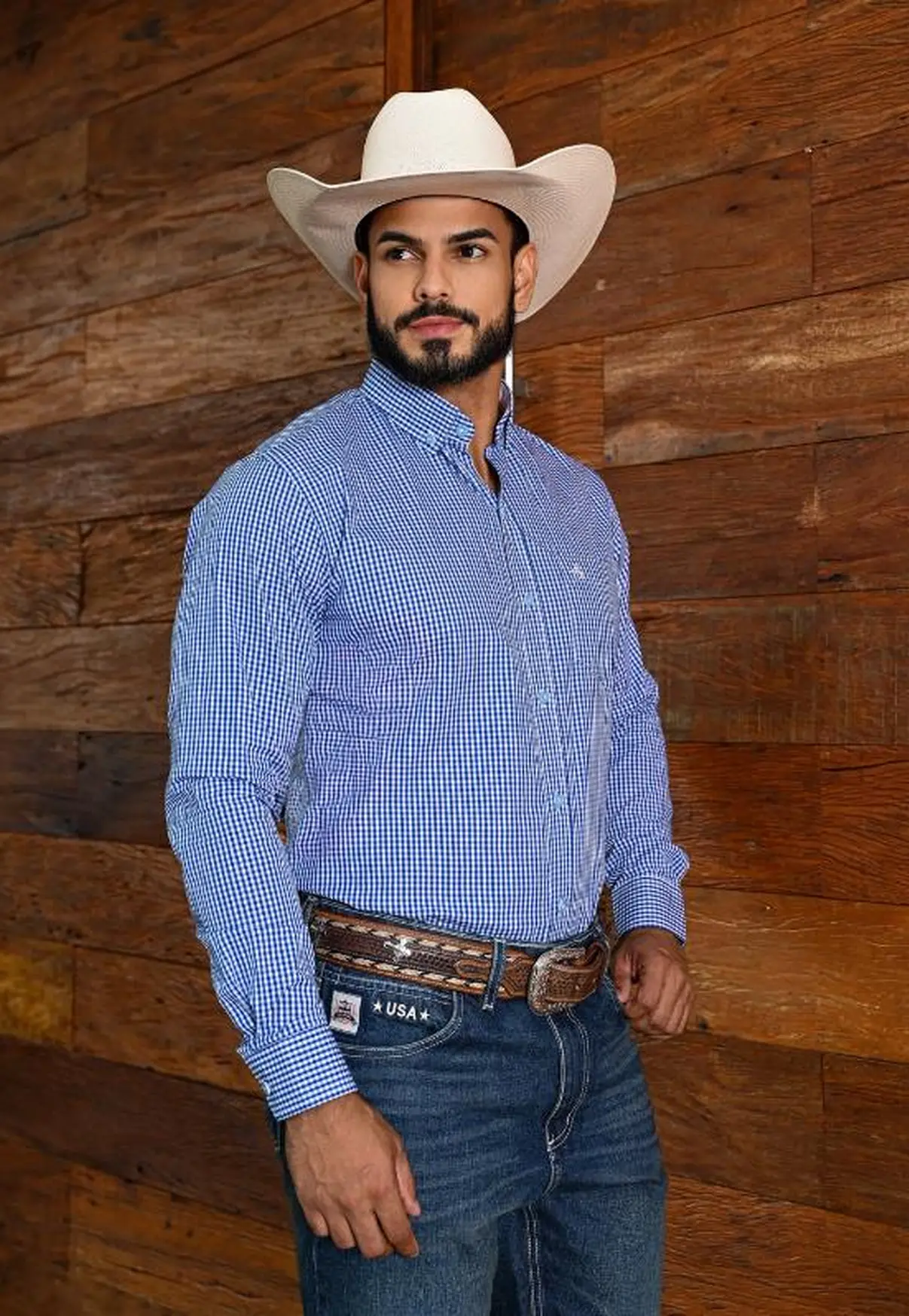 Camisa Masculina Xadrez Classic – Azul