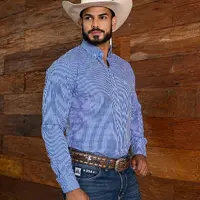 Camisa Masculina Xadrez Classic – Azul - imagem 1