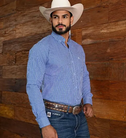 Camisa Masculina Xadrez Classic – Azul