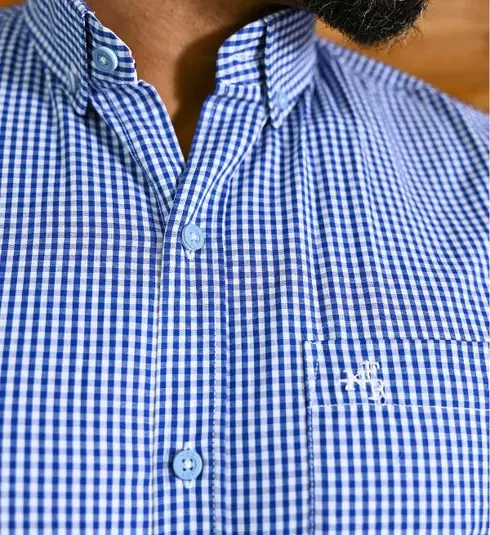 Camisa Masculina Xadrez Classic – Azul