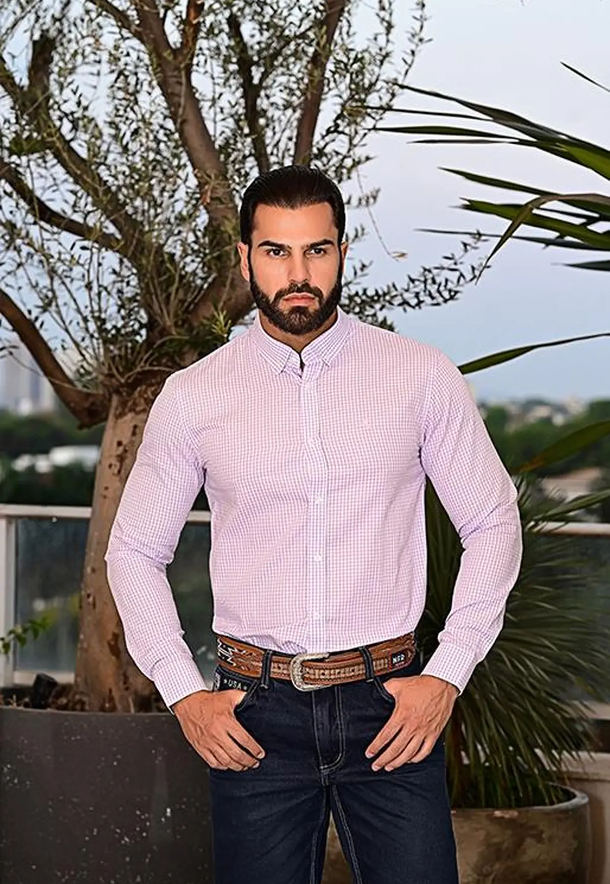 Camisa Masculina Xadrez Rosa