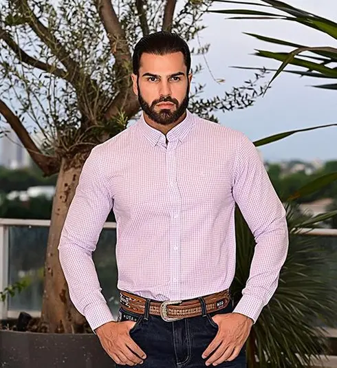 Camisa Masculina Xadrez Rosa