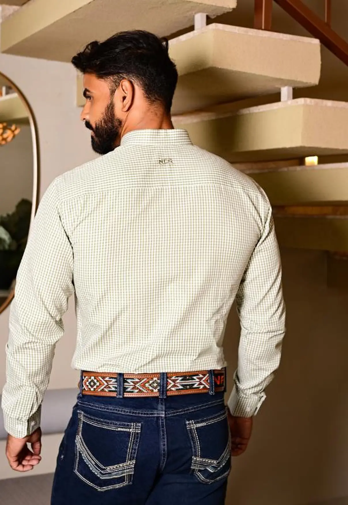 Camisa Masculina Xadrez Verde Claro