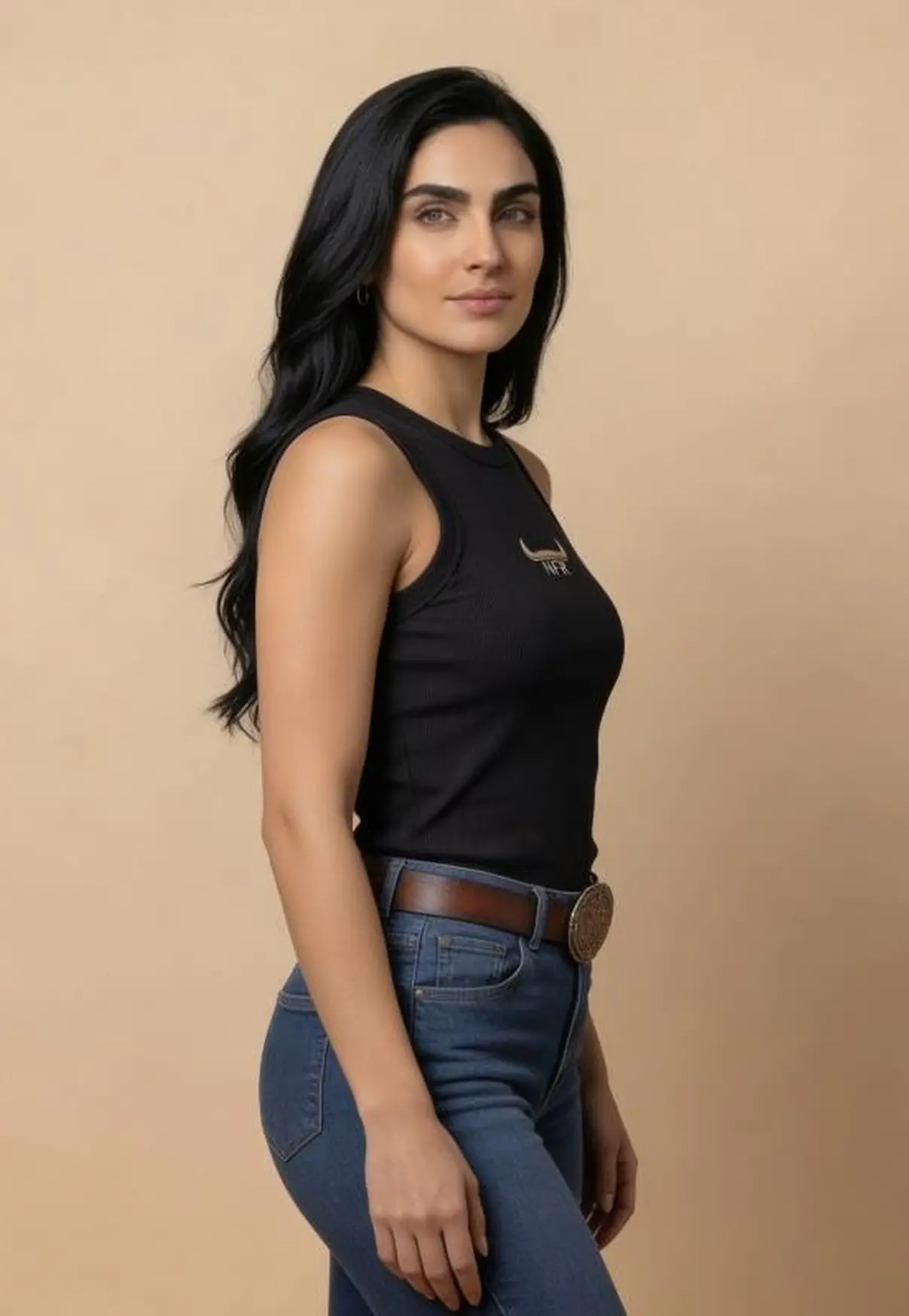 Regata Feminina NFR Canelada – Preta Bordado Dourado