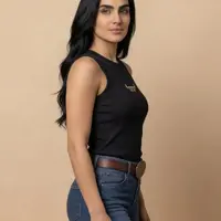 Regata Feminina NFR Canelada – Preta Bordado Dourado - imagem 1