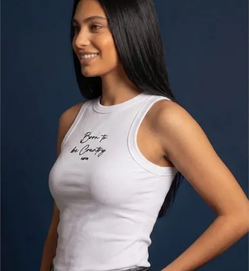 Regata Feminina NFR Canelada – Branca "Born to be Country"