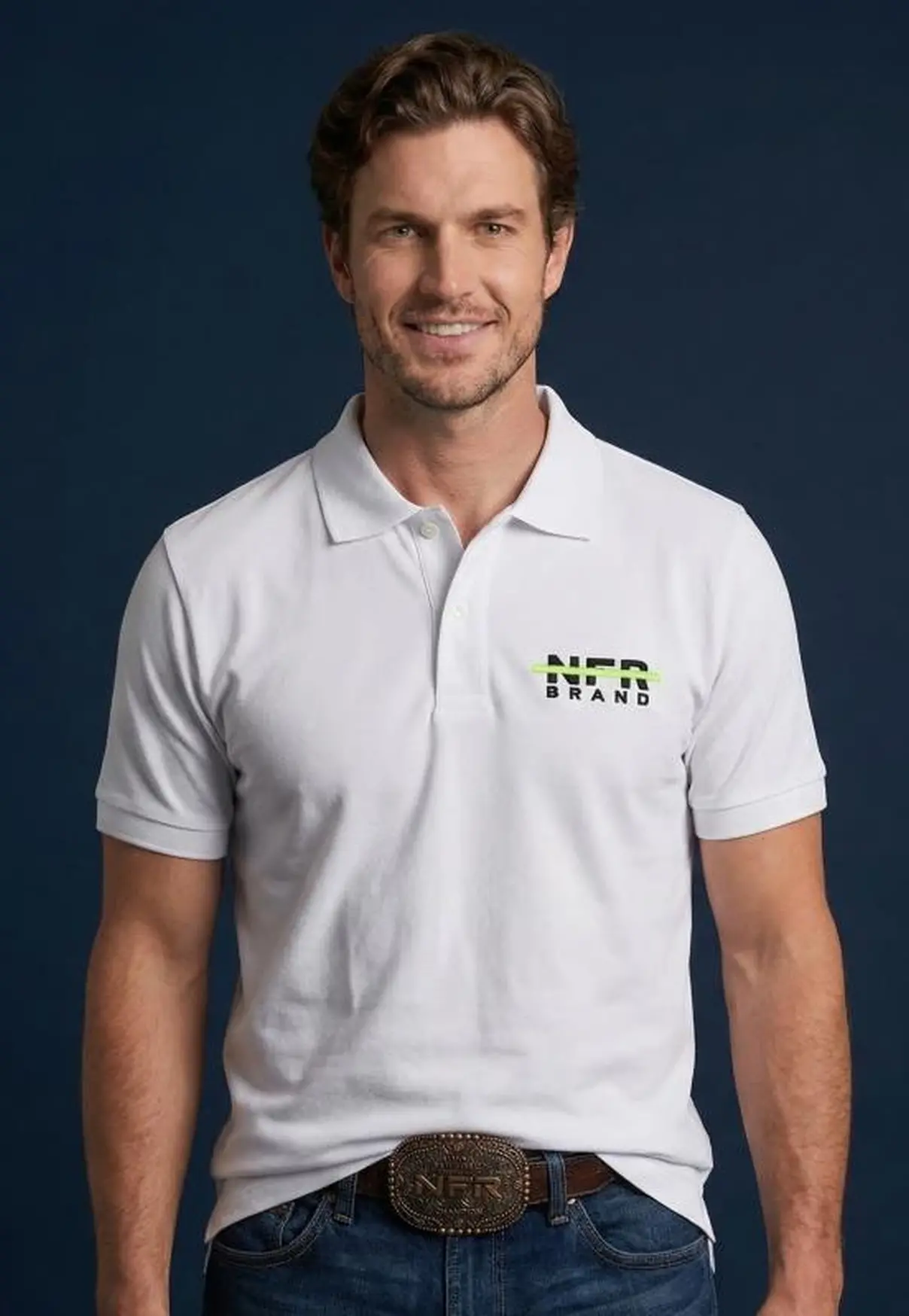 Polo Masculina NFR – Branco Premium