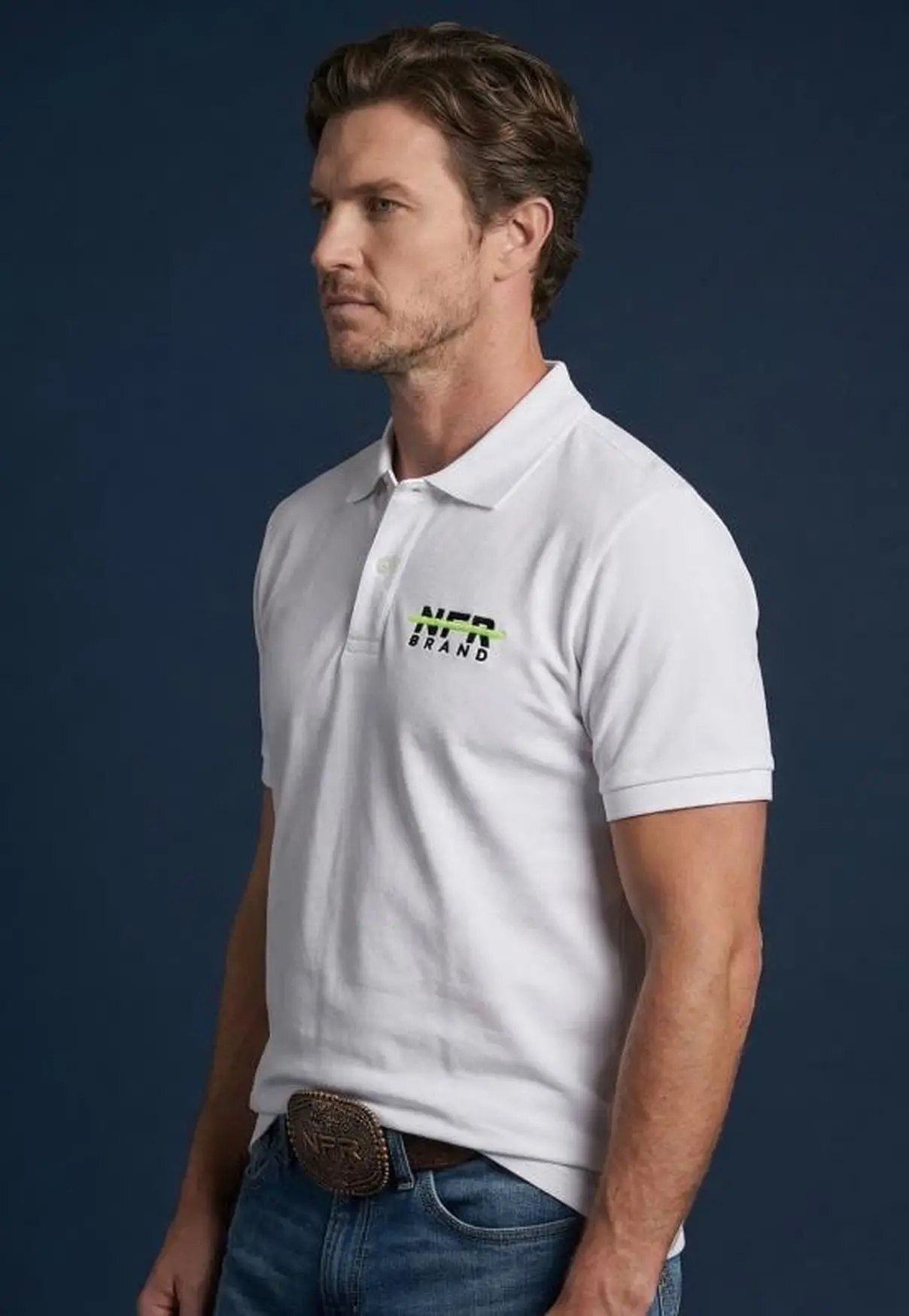 Polo Masculina NFR – Branco Premium