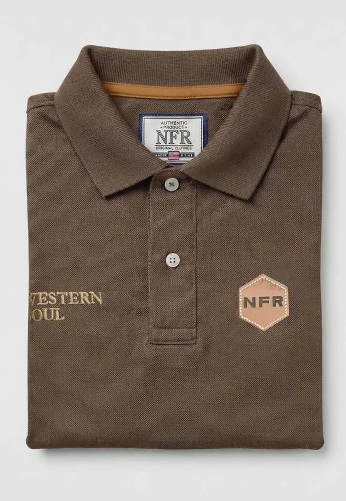 Polo Masculina NFR – Marrom Western