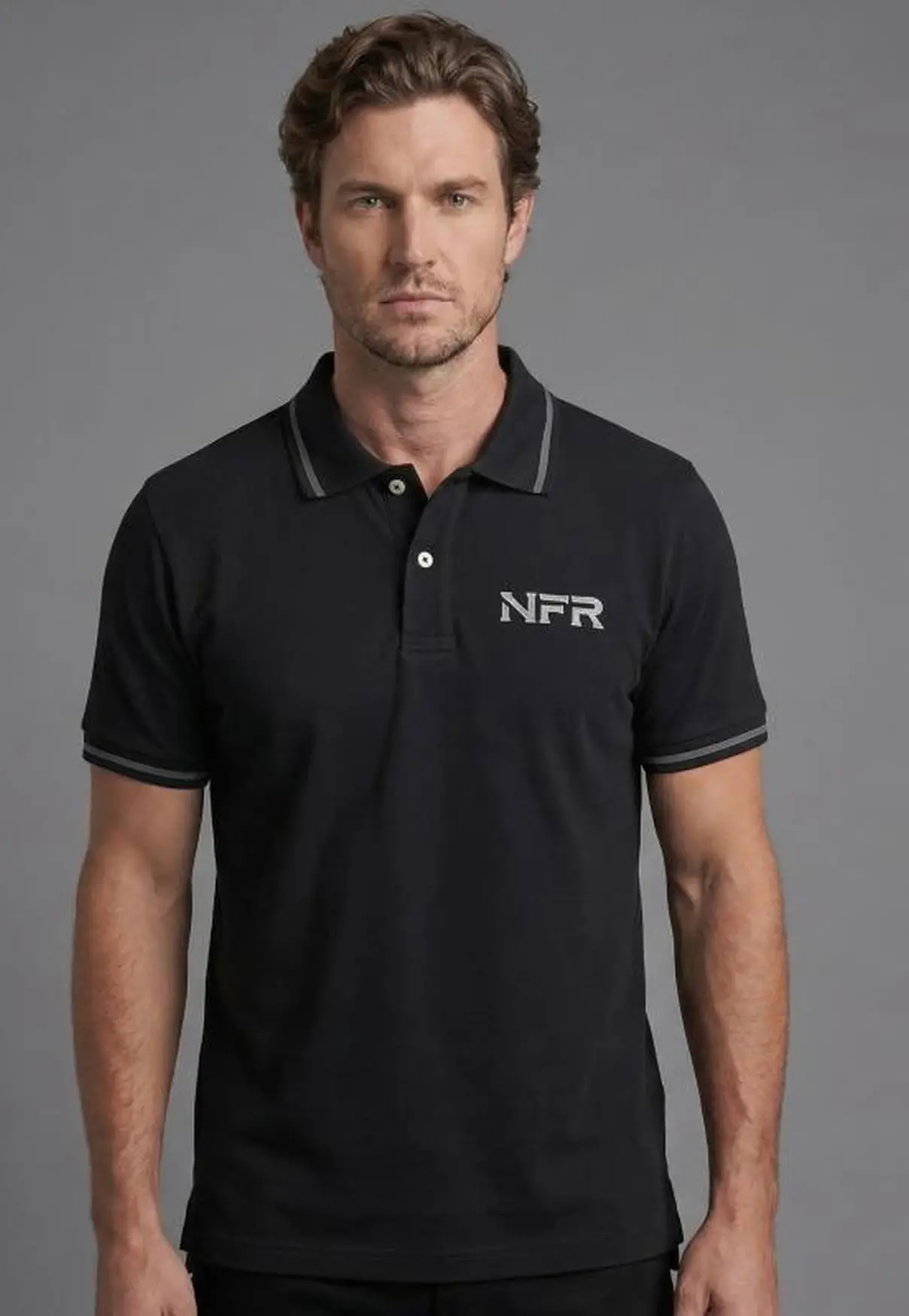Polo Masculina NFR – Preto com Friso