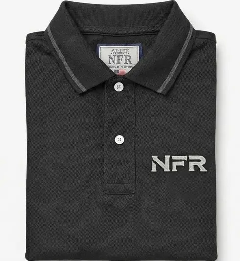 Polo Masculina NFR – Preto com Friso, Minimalismo de Alto Padrão