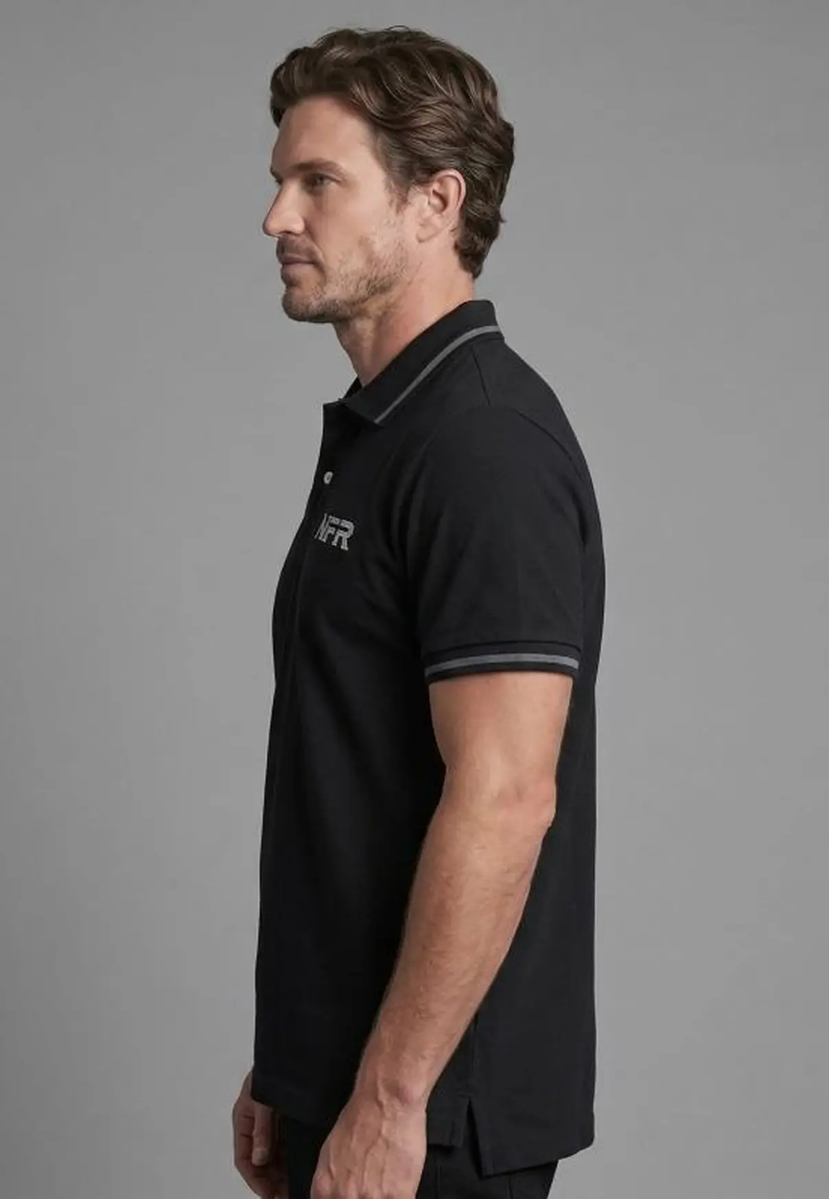 Polo Masculina NFR – Preto com Friso