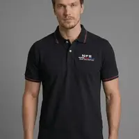 Polo Masculina NFR – Preto com Friso Tricolor - imagem 1
