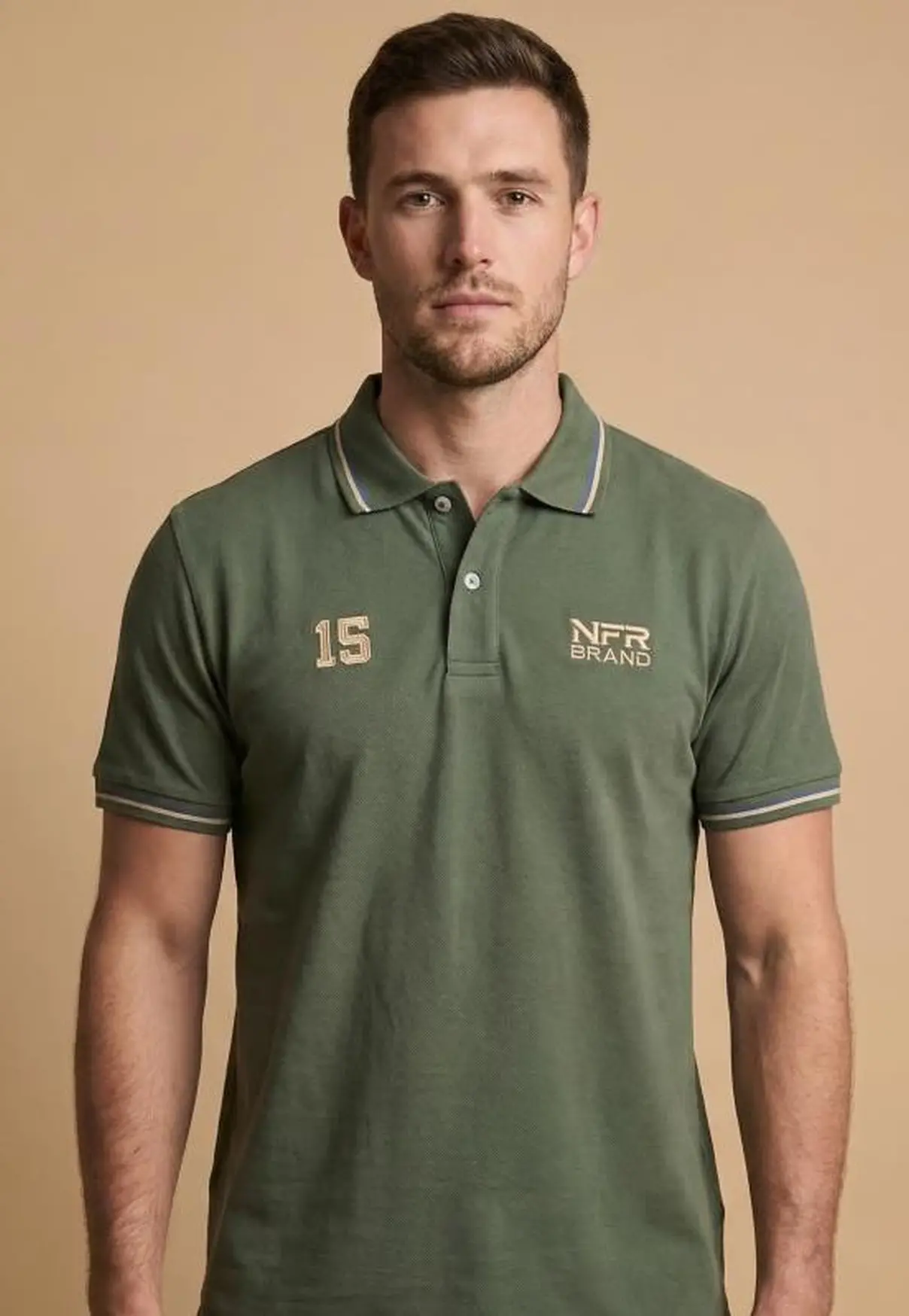 Polo Masculina NFR – Verde com Friso