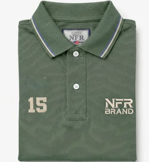 Polo Masculina NFR – Verde com Friso, Estilo Esportivo Premium