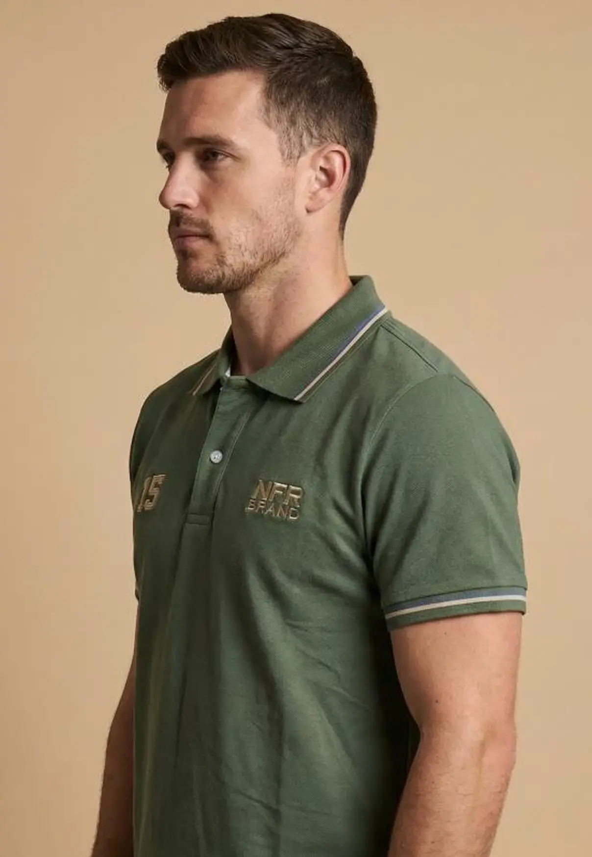 Polo Masculina NFR – Verde com Friso