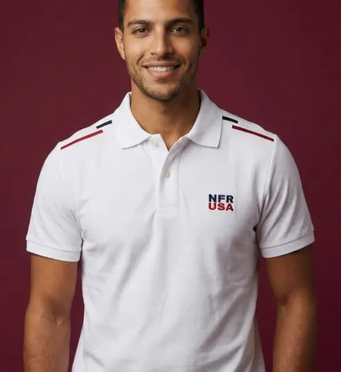Polo Masculina NFR – Branca USA Premium
