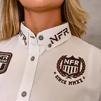 Camisa Feminina NFR Branca com Bordados Marrom - imagem 5